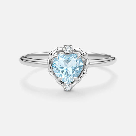 Wavy Heart Blue Topaz Ring