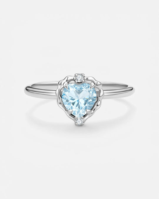 Wavy Heart Blue Topaz Ring