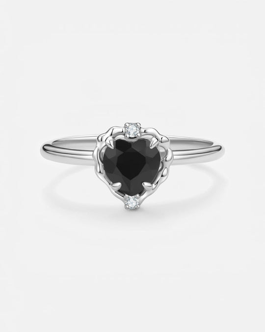 Wavy Heart Obsidian Ring