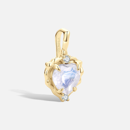Wavy Heart 愛心月亮石14K金吊墜
