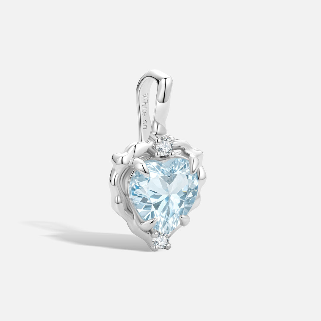 Wavy Heart 愛心藍托帕石14K金吊墜