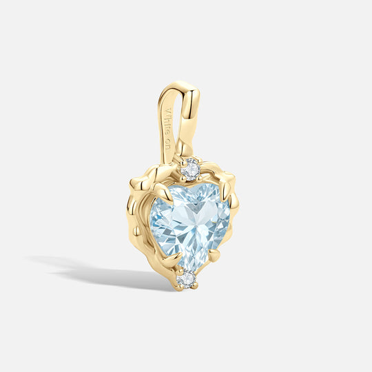 Wavy Heart 愛心藍托帕石14K金吊墜