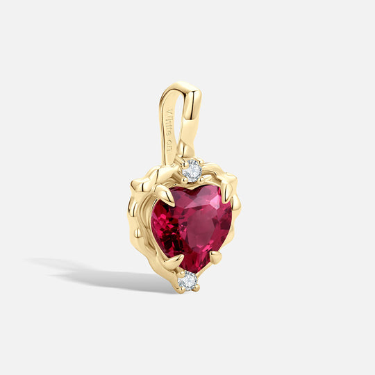 Wavy Heart 愛心鎂鋁石榴石14K金吊墜