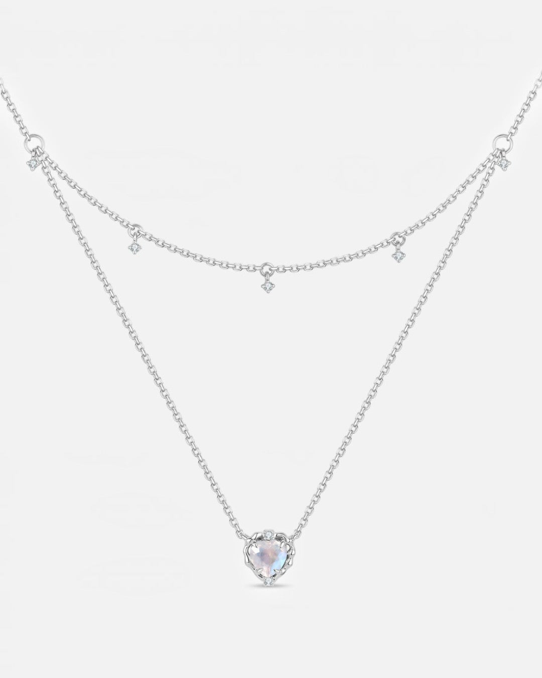 Wavy Heart Moonstone Layer Necklace