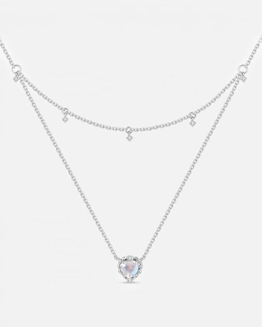 Wavy Heart Moonstone Layer Necklace