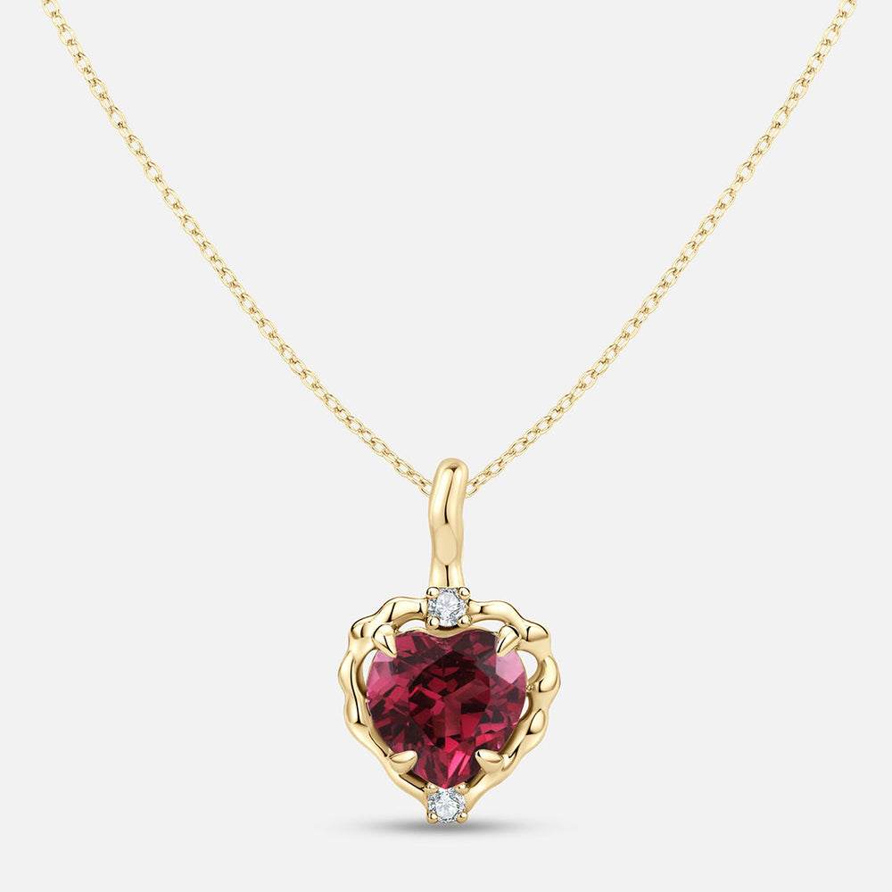 Wavy Heart 愛心鎂鋁石榴石14K金吊墜