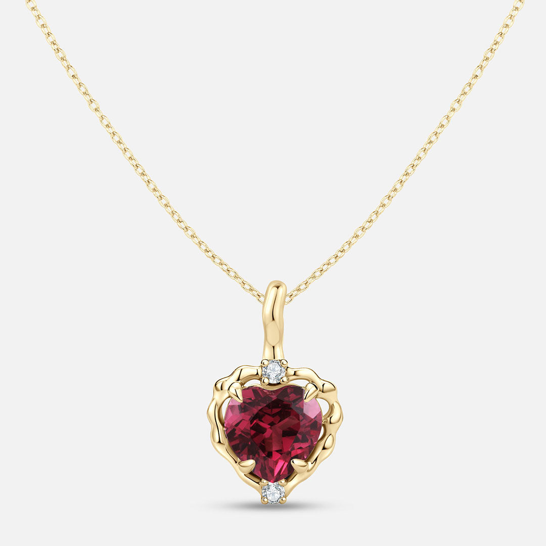 Wavy Heart 愛心鎂鋁石榴石14K金吊墜