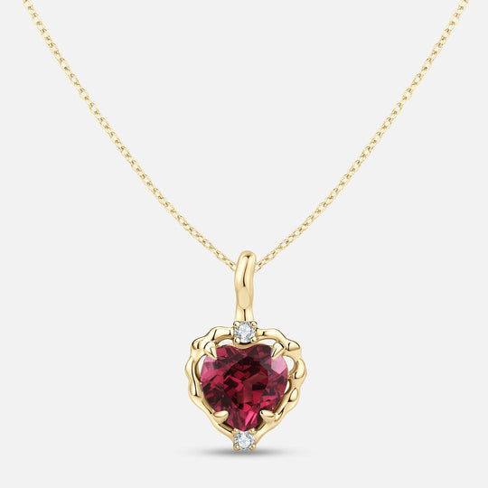 Wavy Heart 愛心鎂鋁石榴石14K金吊墜