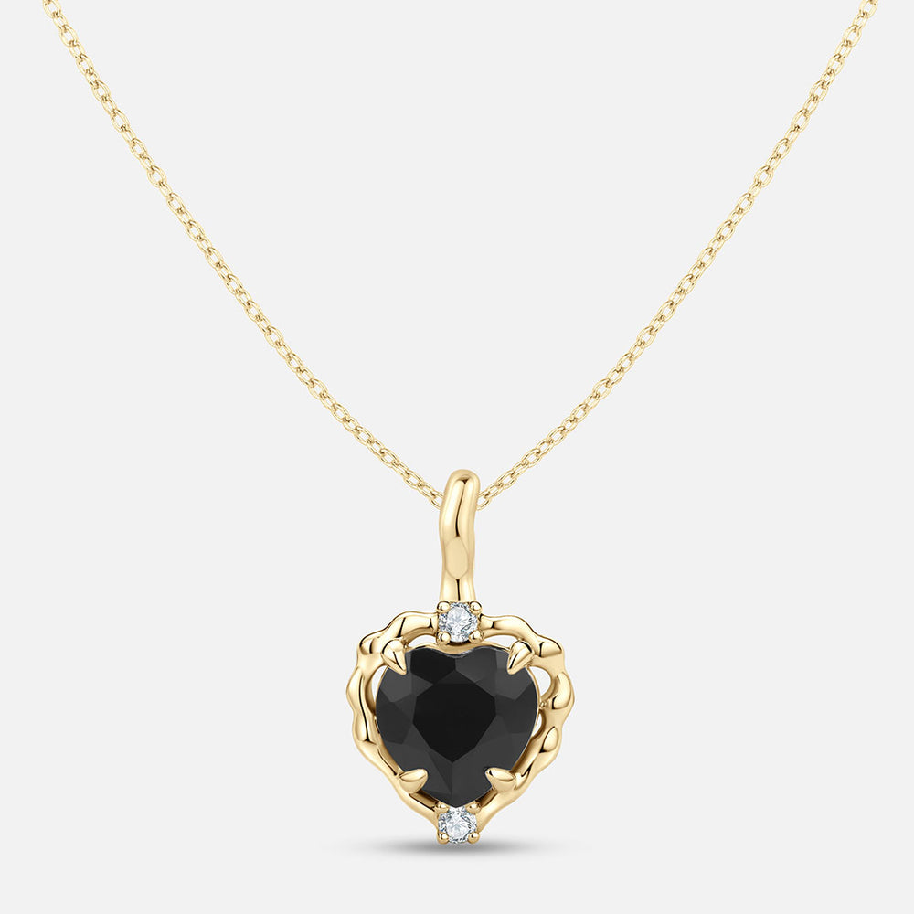 Wavy Heart 愛心黑曜石14K金吊墜