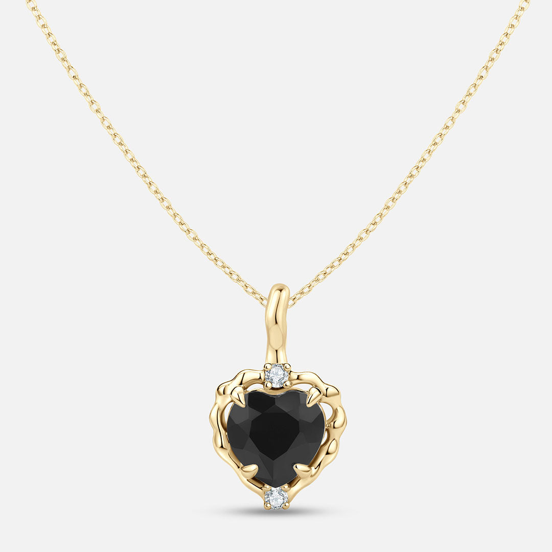 Wavy Heart 愛心黑曜石14K金吊墜