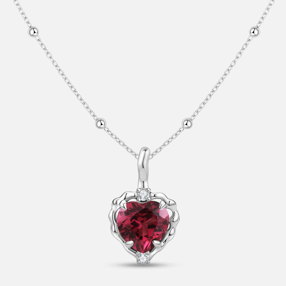 Wavy Heart Pyrope Garnet S925 Pendant