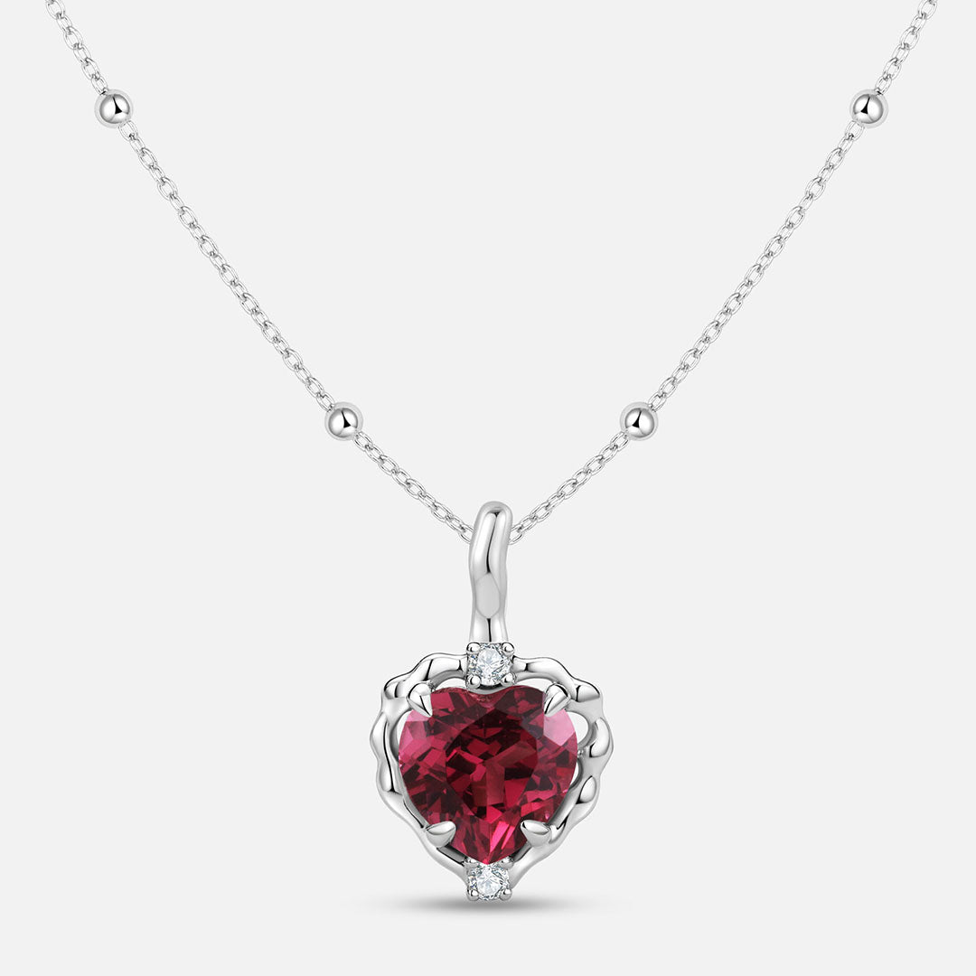 Wavy Heart 愛心鎂鋁石榴石925銀吊墜