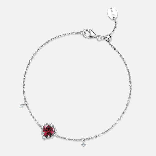 Wavy Heart Pyrope Rose Garnet S925 Bracelet