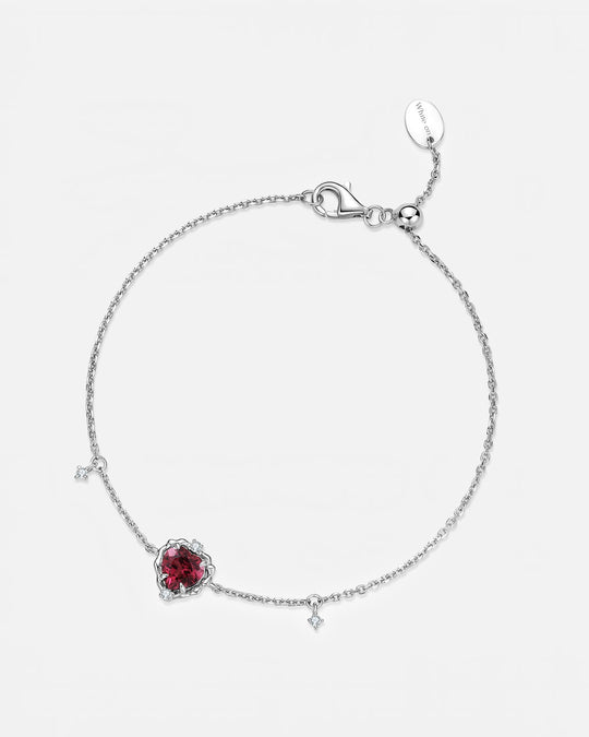 Wavy Heart Garnet Bracelet