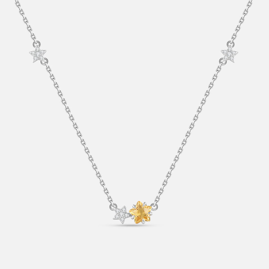 THE STAR Star Citrine 925 Silver Necklace | White on