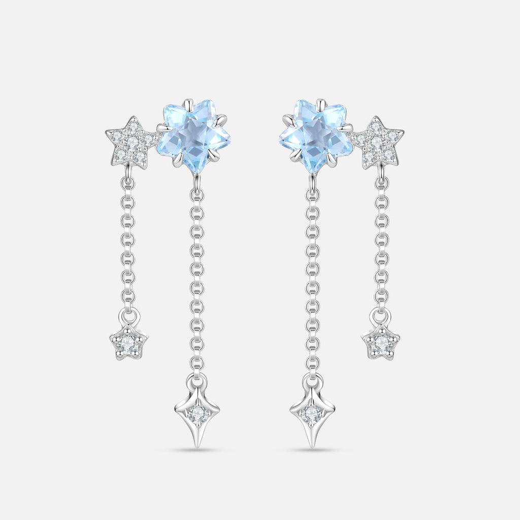 THE STAR Star Blue Topaz 925 Silver Earrings | White on