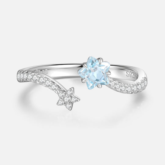 THE STAR 星星藍托帕石925銀開口戒指