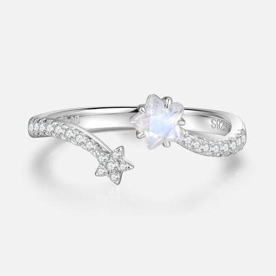 THE STAR 星星月亮石925銀開口戒指