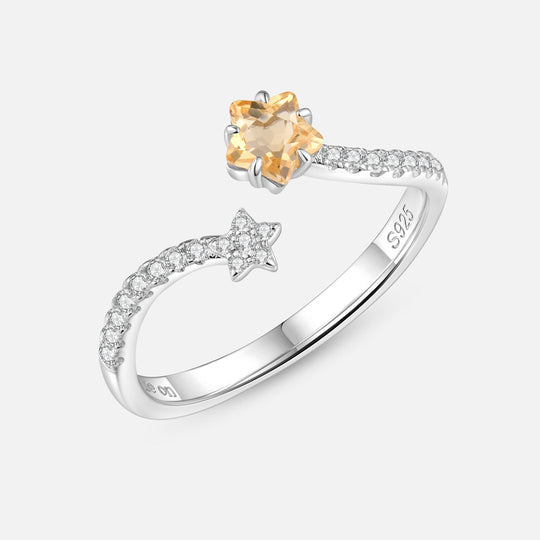 THE STAR 星星黃水晶925銀開口戒指