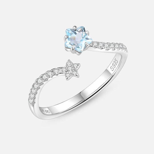 THE STAR 星星藍托帕石925銀開口戒指