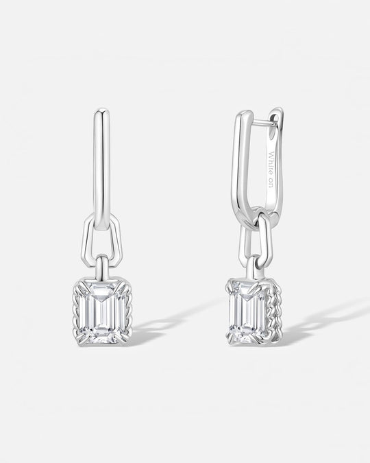 KNIT White Topaz U-Hoop Earrings