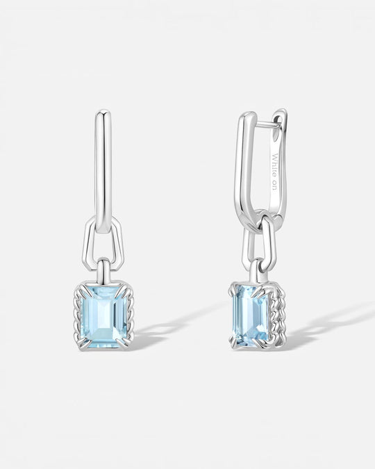 KNIT Blue Topaz U-Hoop Earrings
