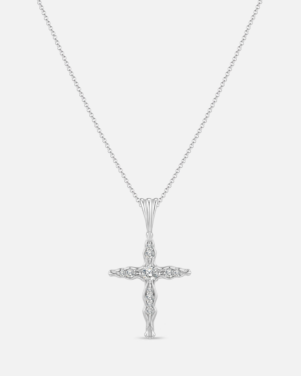 BLOOM Iris Cross Diamond Pendant