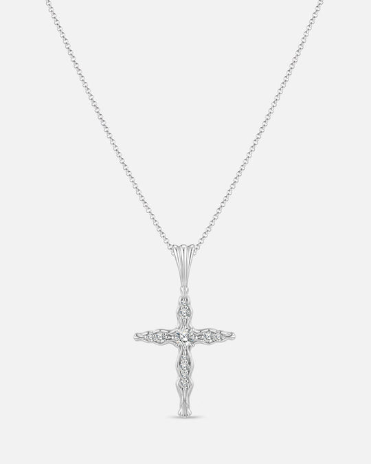 BLOOM Iris Cross Open Diamond Pendant