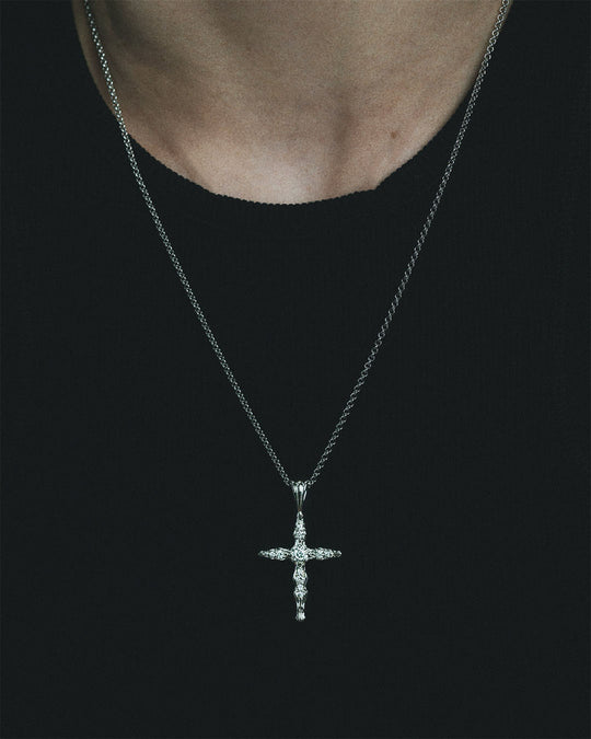 BLOOM Iris Cross Open Diamond Pendant