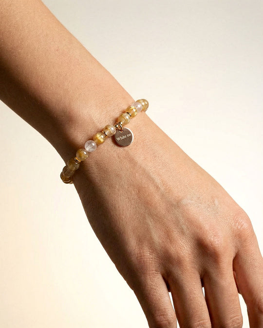 金鈦晶月光石14K包金水晶手鍊