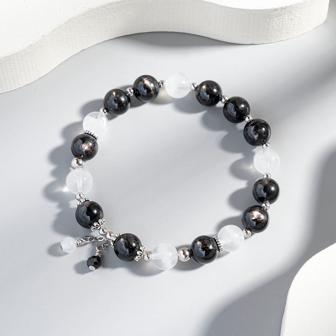 金運石白幽靈925銀水晶手鏈