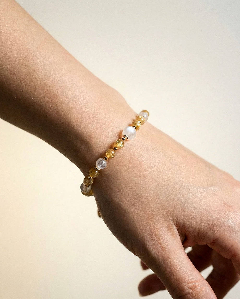 金鈦晶月光石14K包金水晶手鏈