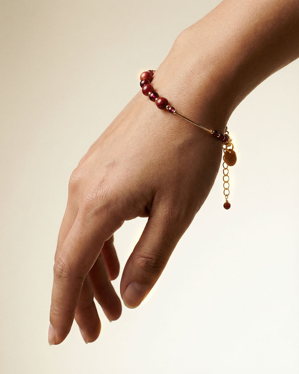 紫金硃砂石榴石14K包金手鏈