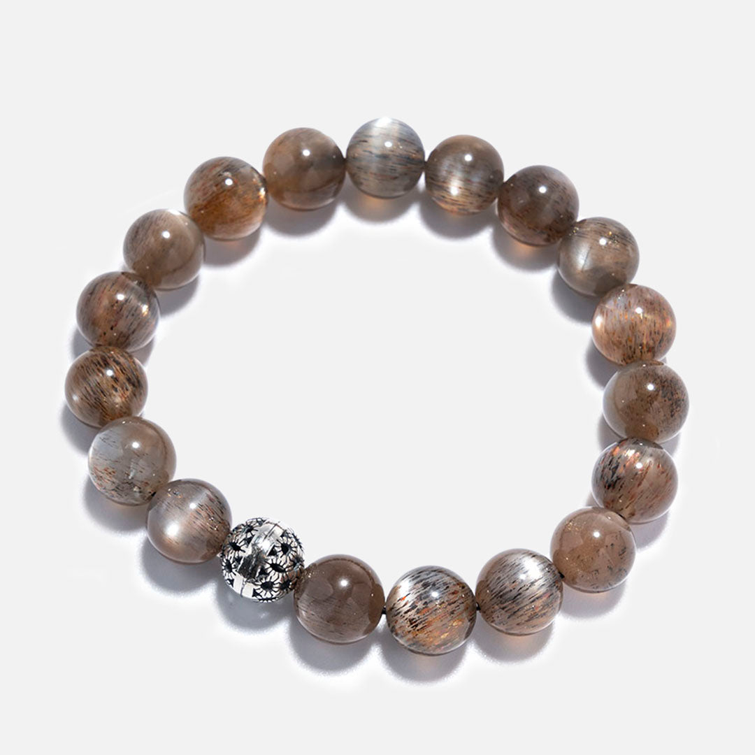 黑太陽石925銀水晶手鏈