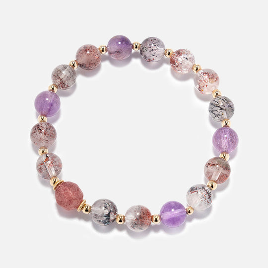 超級七草莓晶14K包金水晶手鏈