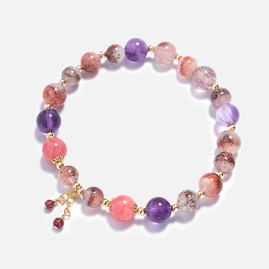 超級七紅紋石水晶14K包金手鏈