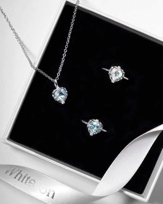 Wavy Heart 愛心藍托帕石925銀吊墜