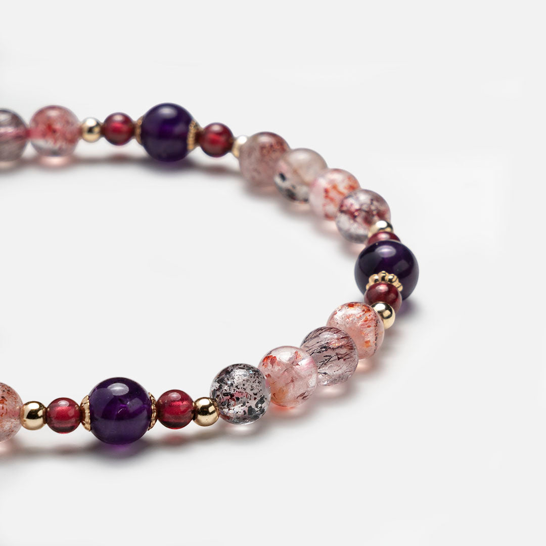 超級七石榴石14K包金手鏈