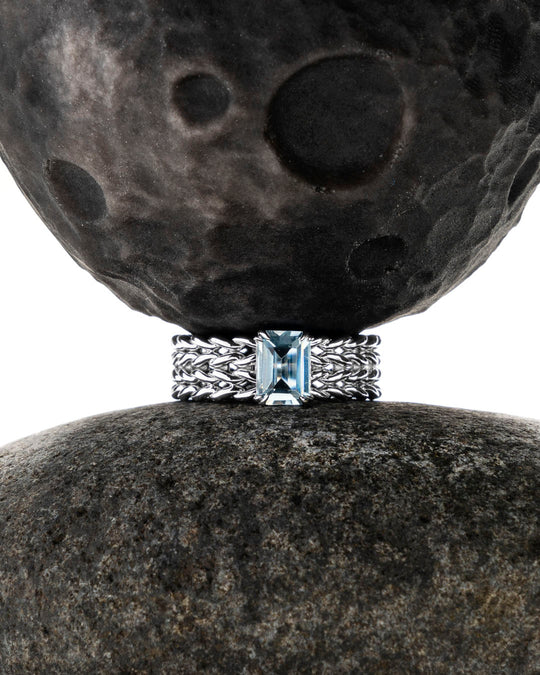 KNIT藍托帕石925銀戒指