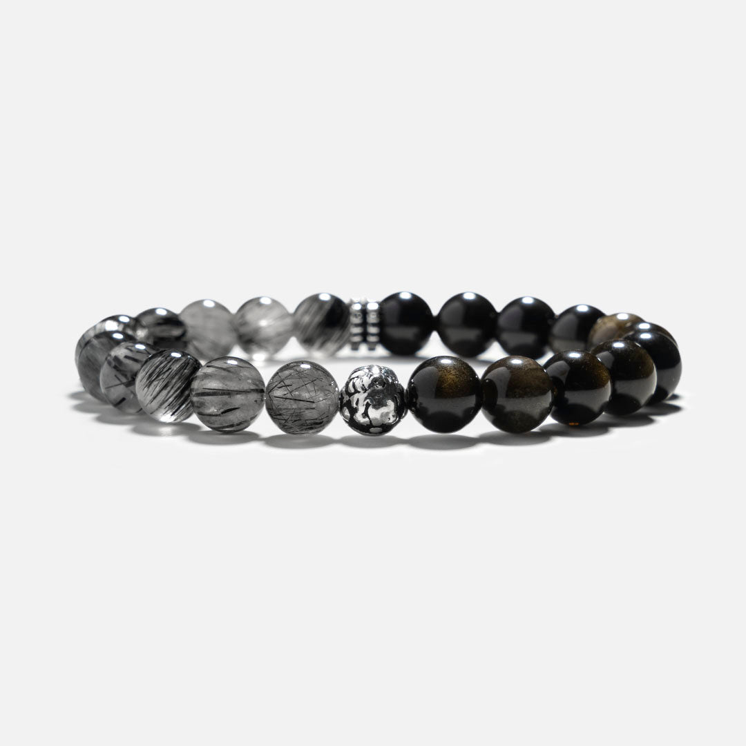 Obsidian & Black Rutilated Quartz Bracelet