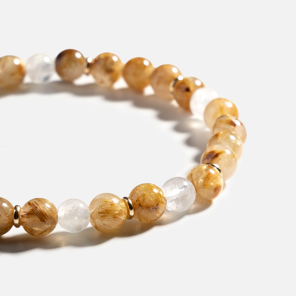 金鈦晶月光石14K包金水晶手鏈