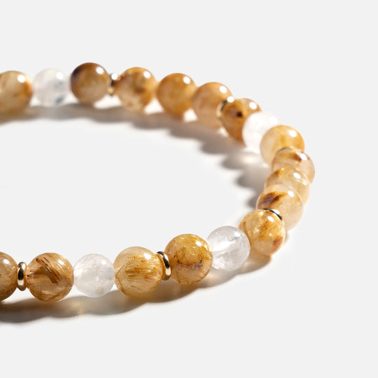 金鈦晶月光石14K包金水晶手鏈