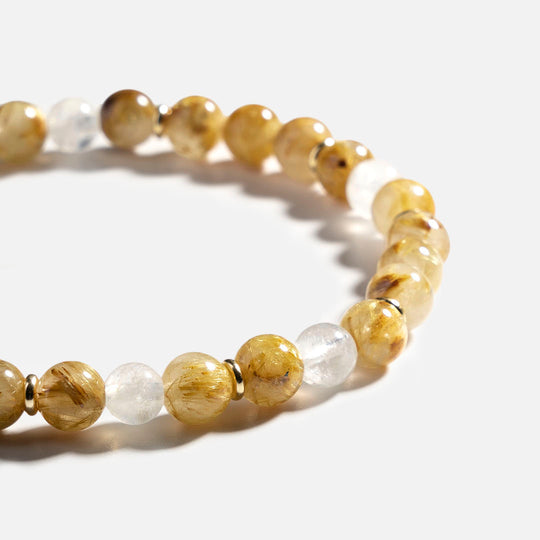 金鈦晶月光石14K包金水晶手鍊