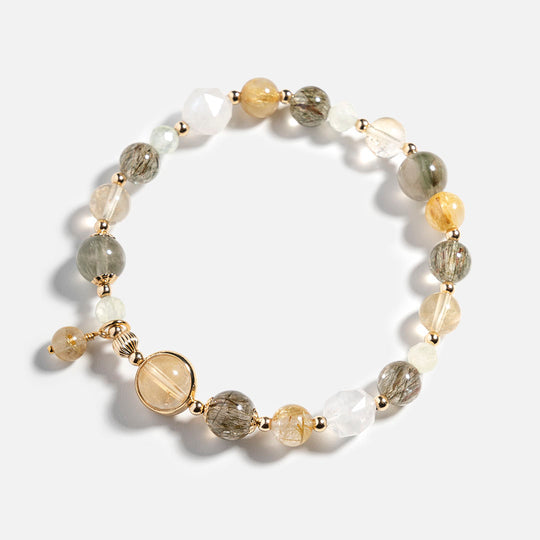 綠髮碧璽金髮晶綠髮晶黃水晶14K包金手鏈