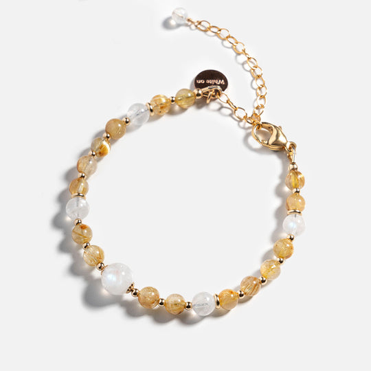 金鈦晶月光石14K包金水晶手鏈