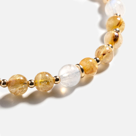 金鈦晶月光石14K包金水晶手鏈