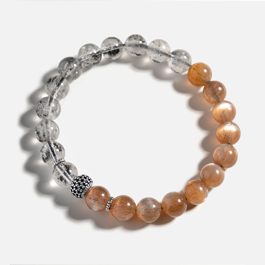 黑太陽石閃靈鑽925銀水晶手鏈