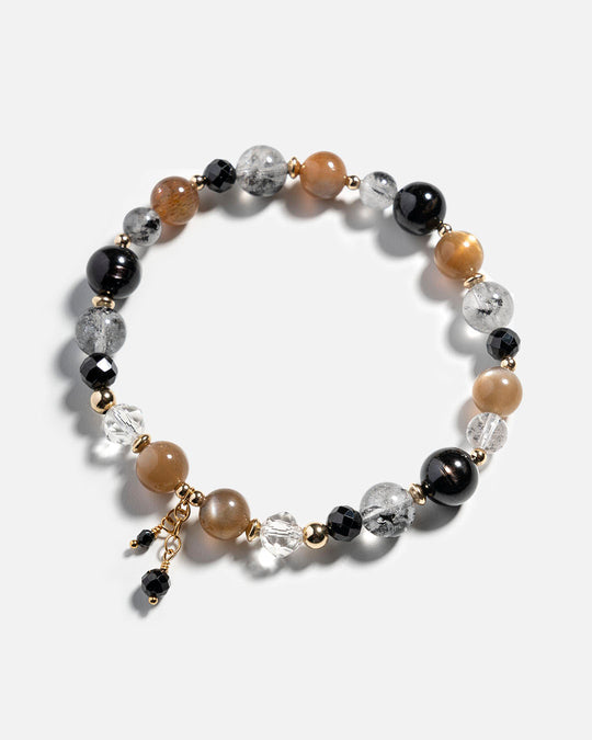 Black Sunstone & Herkimer Diamond Bracelet