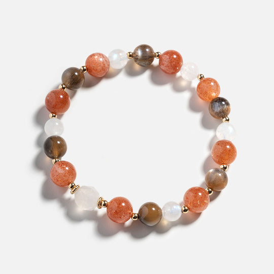 金太陽石黑太陽石月光石14K包金水晶手鏈