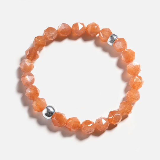 星鑽橙月光石925銀水晶手鏈